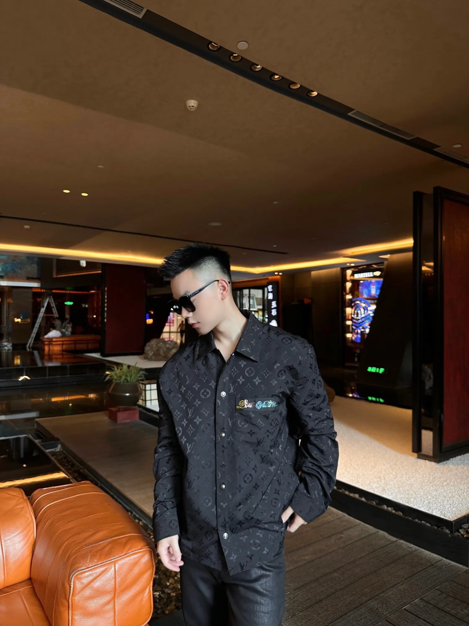 Louis Vuitton/Louis Vuitton 25Fw presbyopic rippled jacquard colored diamond shirt jacket